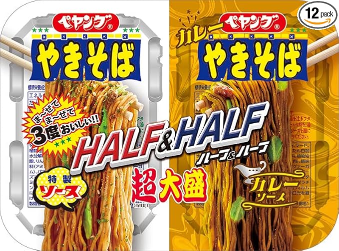 [まるか食品］ペヤング超大盛やきそばハーフ&ハーフカレー 241g ×12個