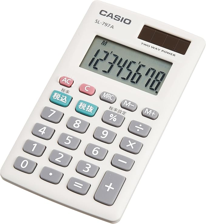 ［カシオ］パーソナル電卓税計算 カードタイプ 8桁SL-797A-N